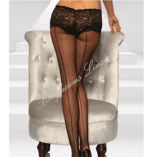 Fishnet Pantyhose with Built-In Lace Panty