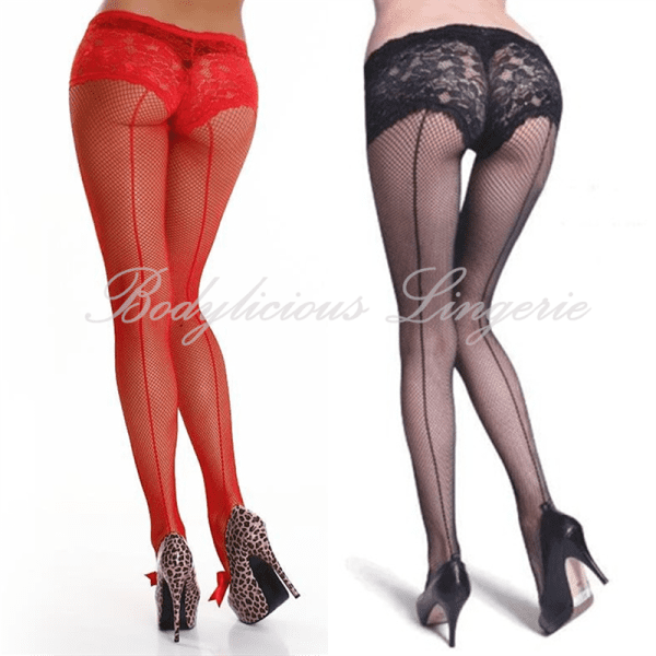 Fishnet Pantyhose with Built-In Lace Panty