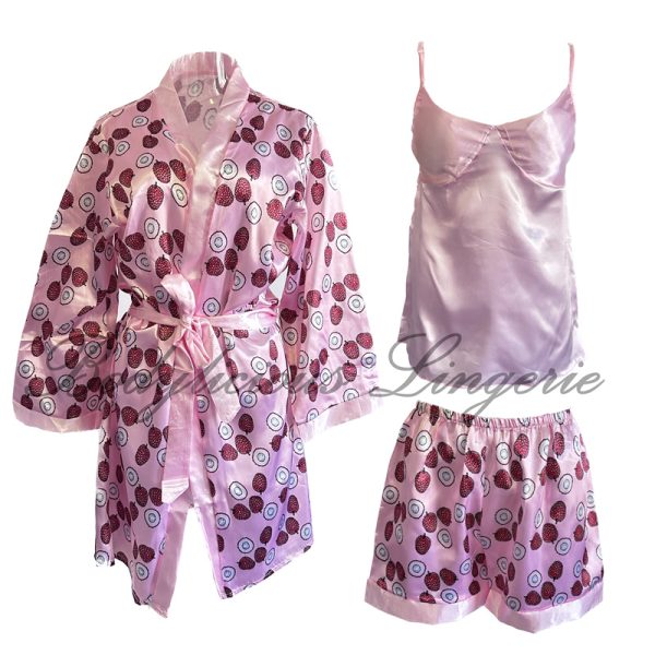 Luscious Satin 3 pcs Pajama Set