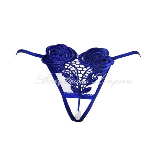 Floral Crotchless G-String With Pearl