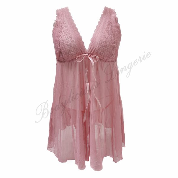 Sheer Lace Nighty With G-string