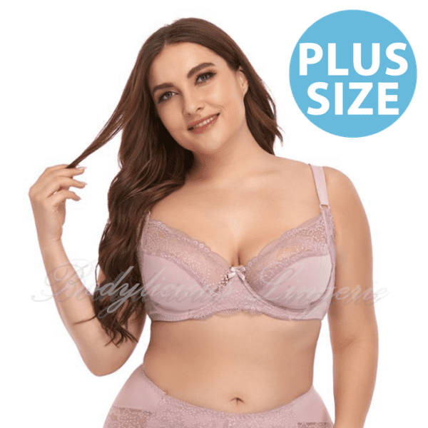 Plus Size Comfort Nylon Underwired Bra With Lace Detail