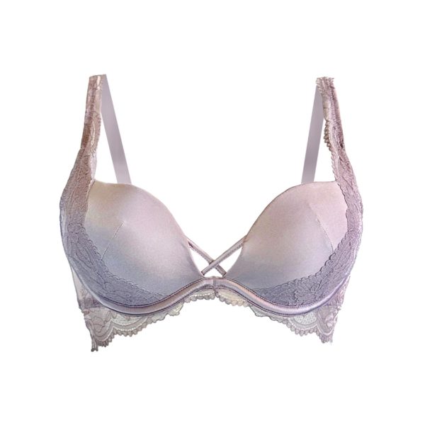 Cross-Over Front T-shirt Bra with Lace Detail