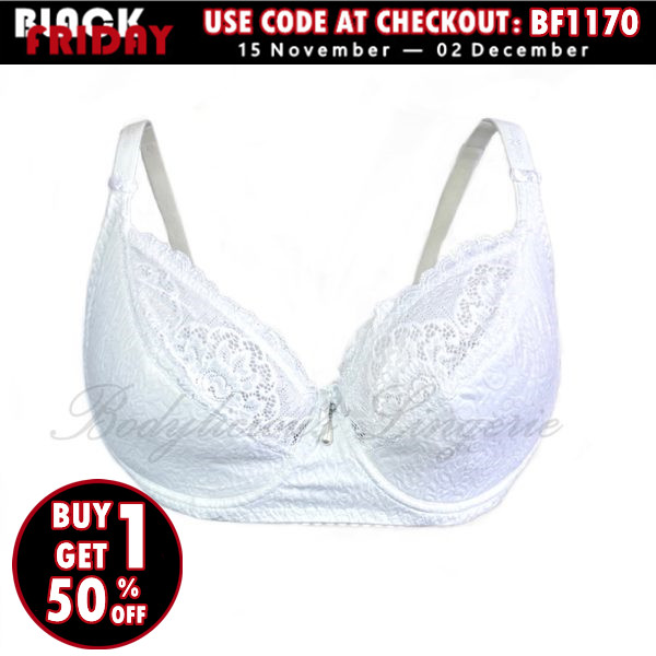 Plus Size Soft Padded with Jacquard Pattern Wired Bra