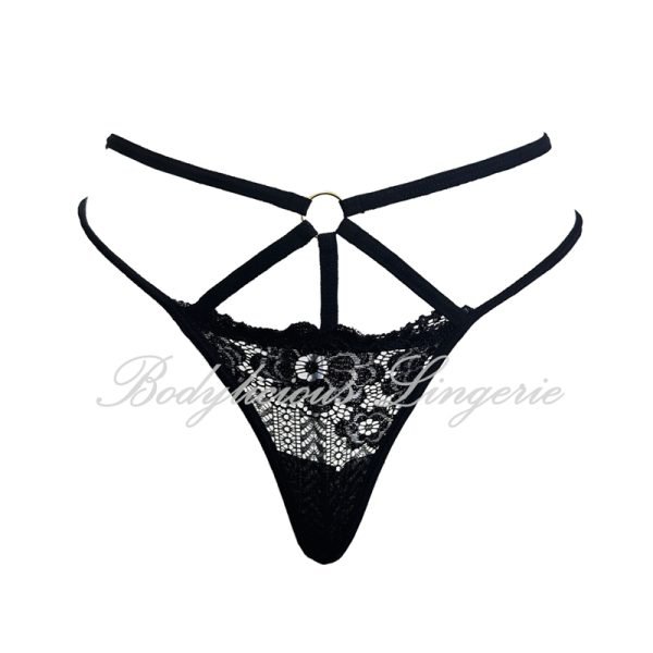 Cross-Over Strap Centrepiece Lace thong